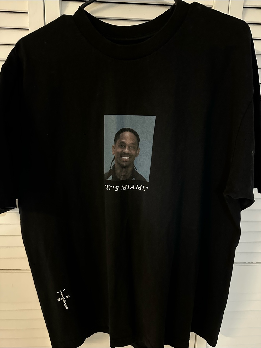 Travis Scott Black Graphic Tee with Center Portrait